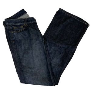 Banana Republic 5 Pocket Front Zip Flare Leg Dark Rinse Jean Blue Size 8